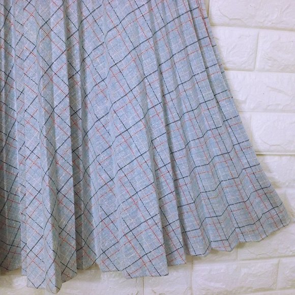 Vintage 70s KoKo Knits California Pleated Skirt (14) Plaid Checked Comfort Waist - Picture 6 of 10